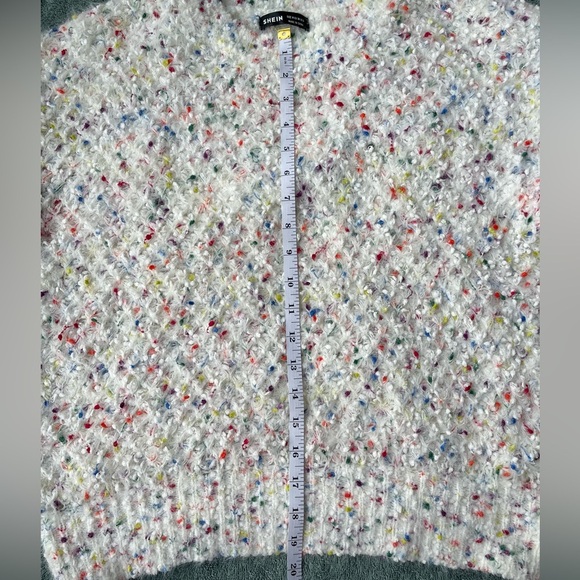 SHEIN Rainbow Color Speckled Fuzzy Crew Neck Long Sleeve Sweater - Size Medium - Picture 8 of 9